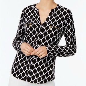 INC International concepts women's black & white blouse Size L